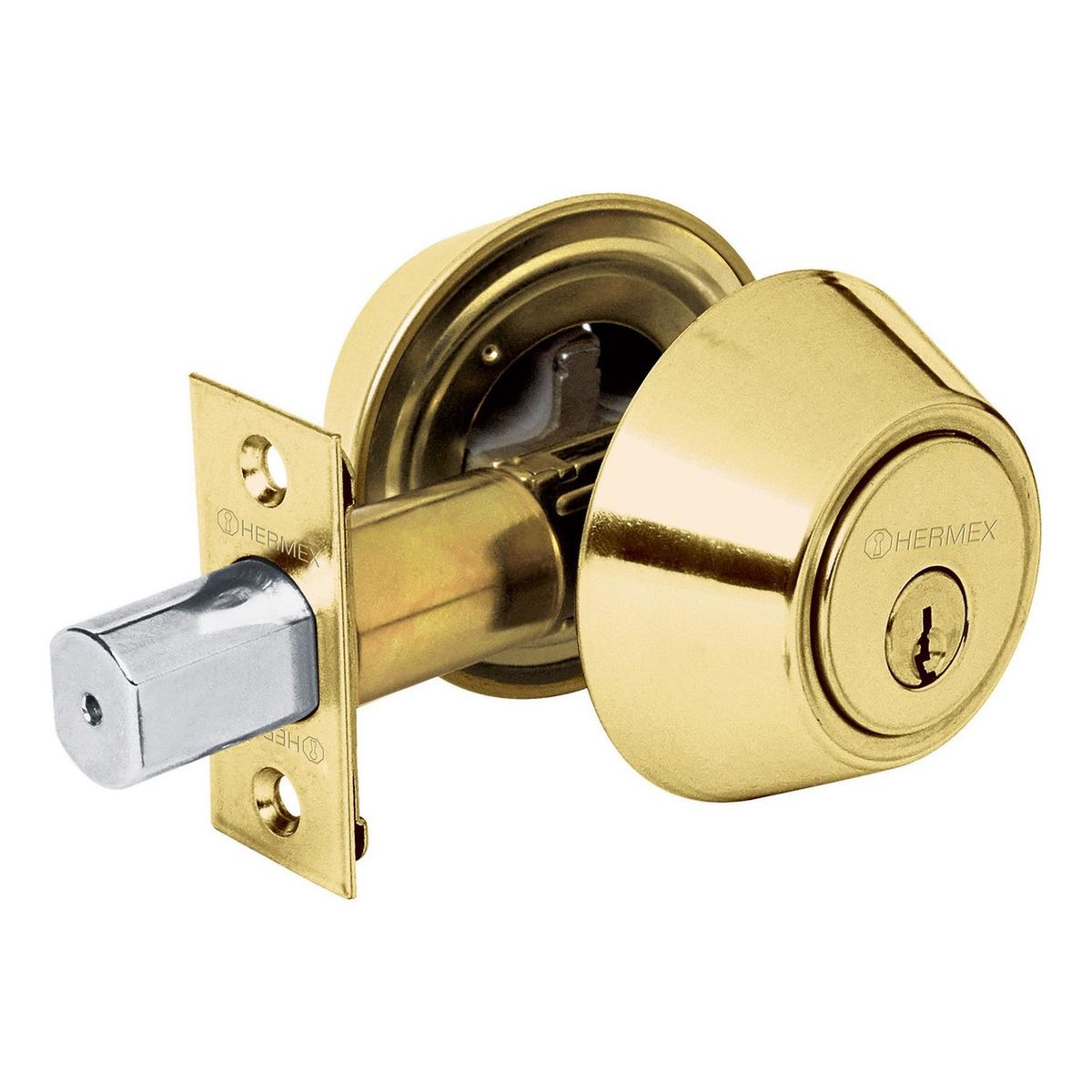 HERMEX - Chapa cerrojo cilindrico laton brillante Hermex