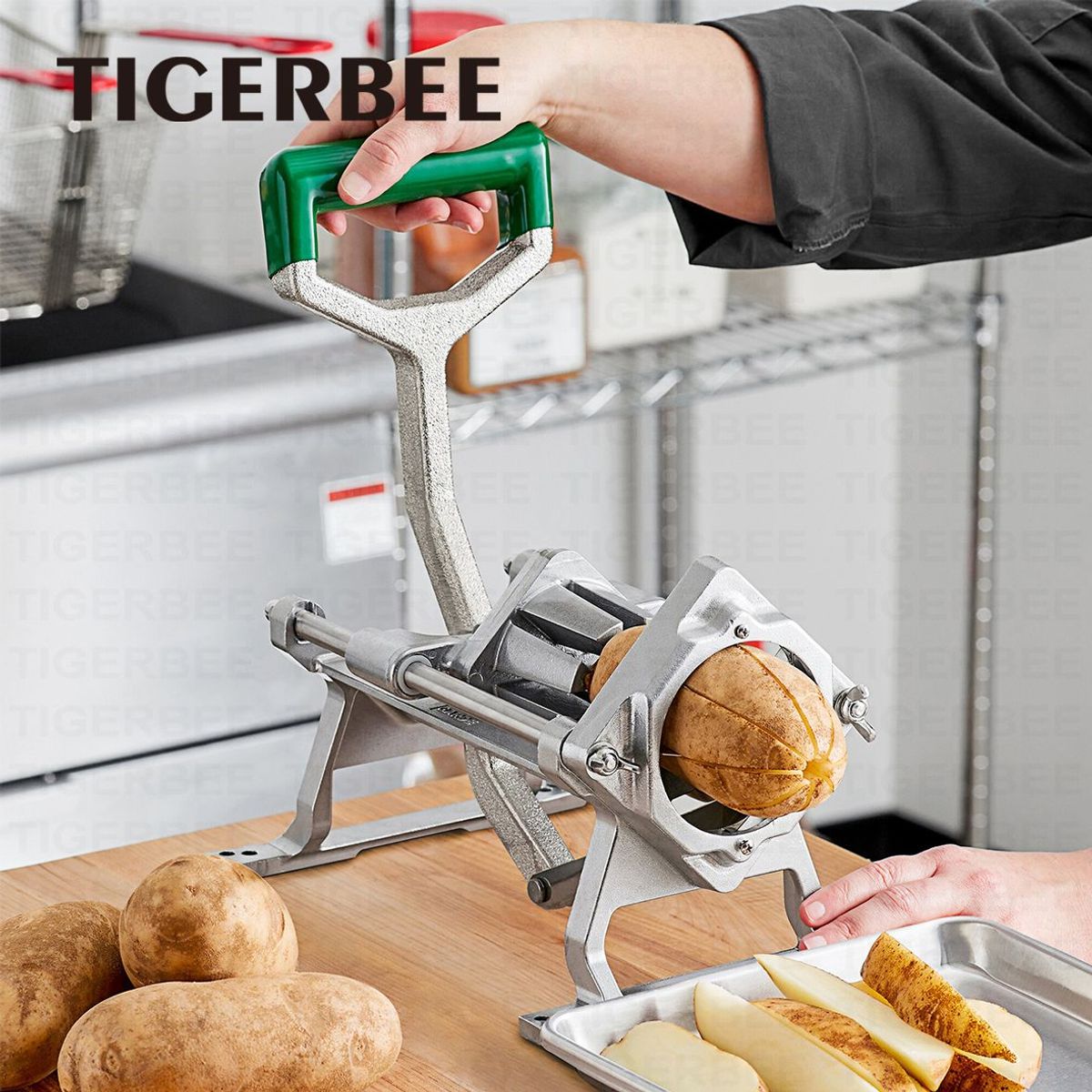 TIGERBEE - CORTADOR DE PAPAS SUPER PESADO DE 8 PORCIONES