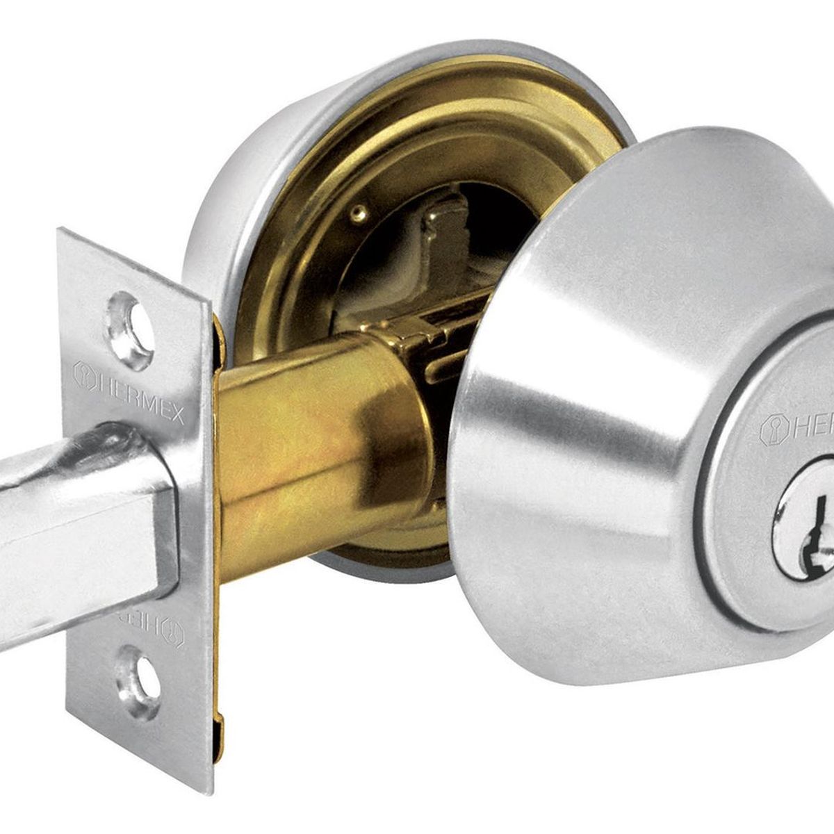 HERMEX - Chapa cerrojo cilindrico cromo mate Hermex