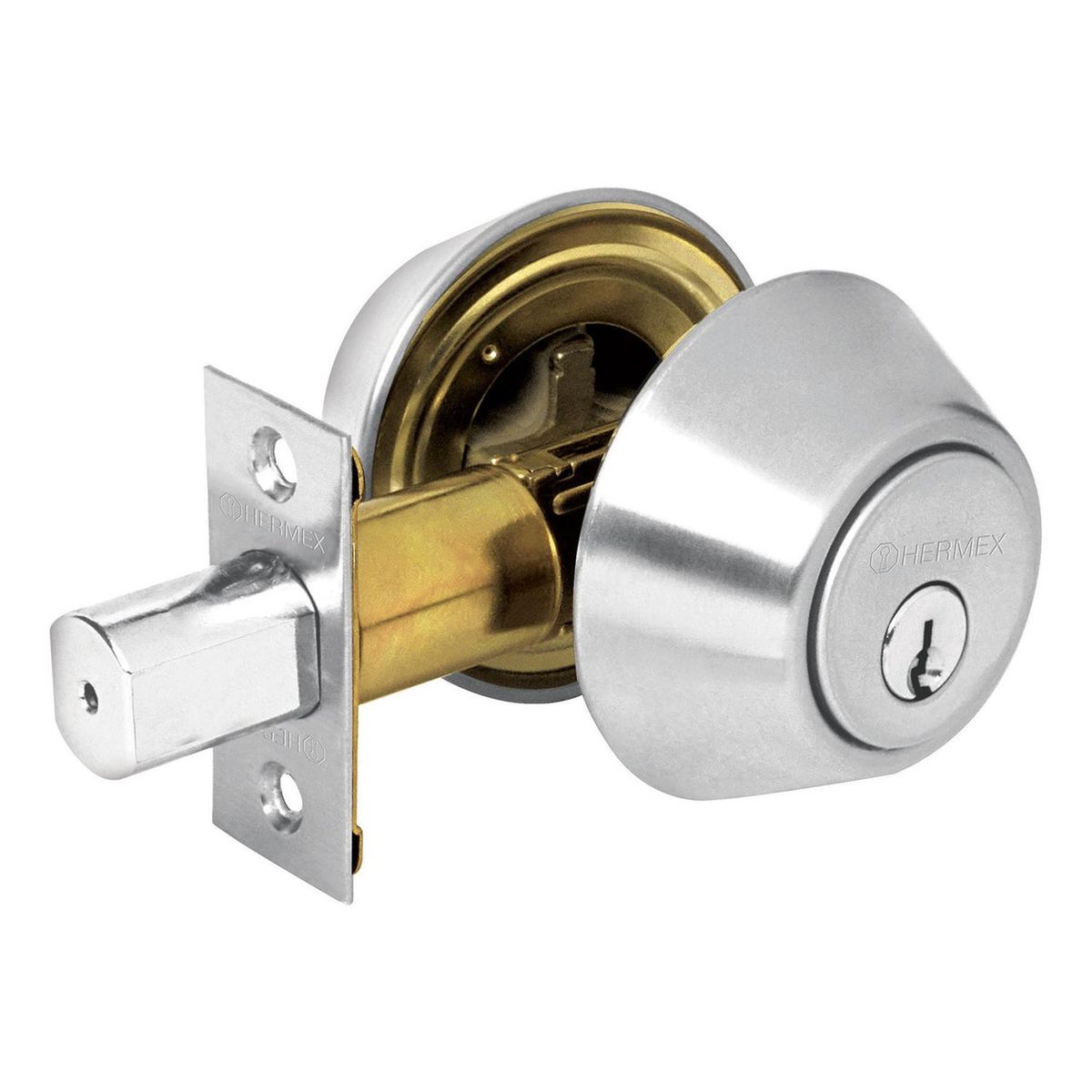 HERMEX - Chapa cerrojo cilindrico cromo mate Hermex