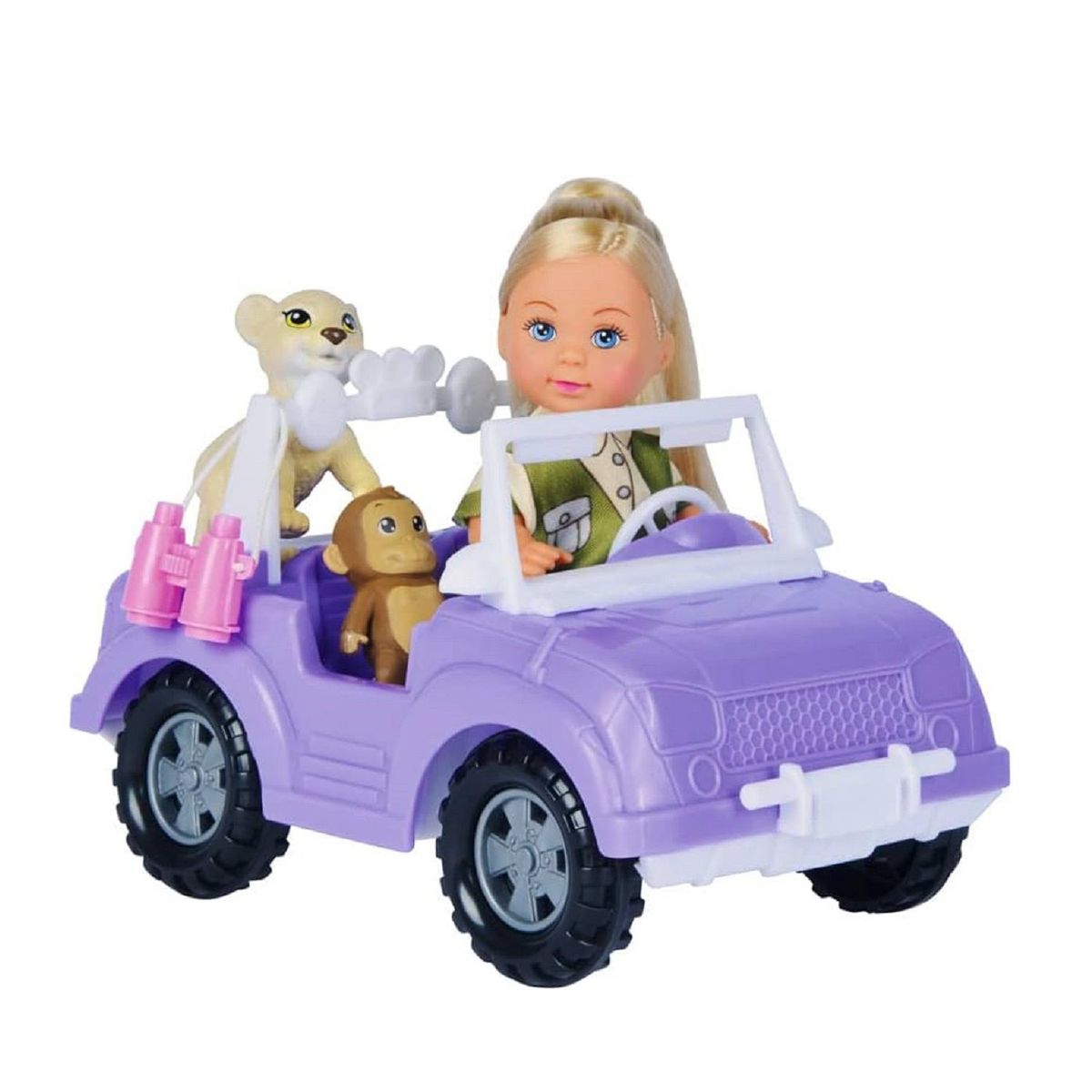 EVI LOVE - Juguete Muñeca Evi Love Safari + Vehículo con 2 animales