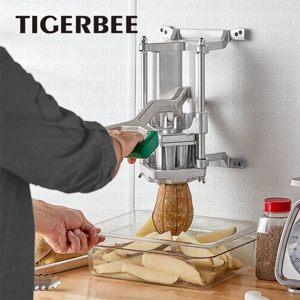 TIGERBEE - CORTADOR DE PAPAS SUPER PESADO DE 6 PORCIONES