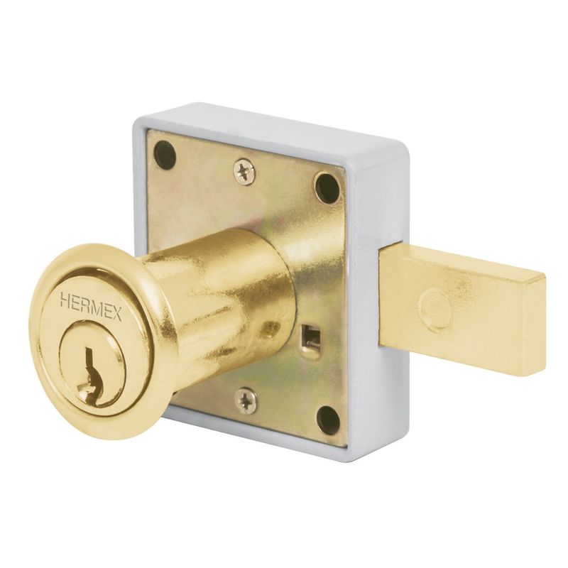 HERMEX - Chapa cerradura para mueble modelo 25 laton Hermex