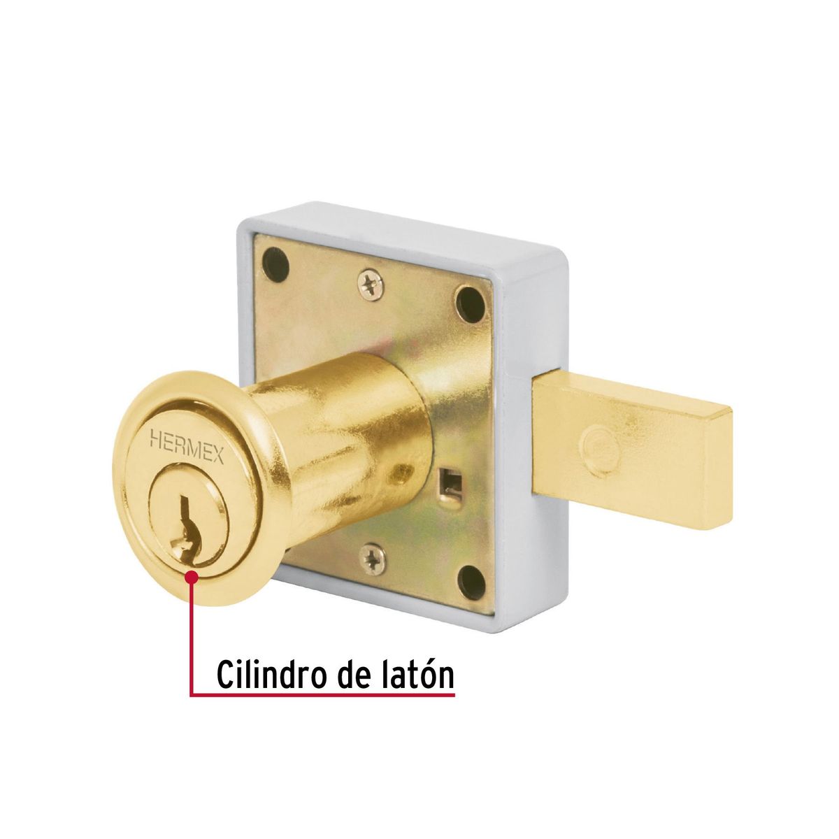 HERMEX - Chapa cerradura para mueble modelo 25 laton Hermex
