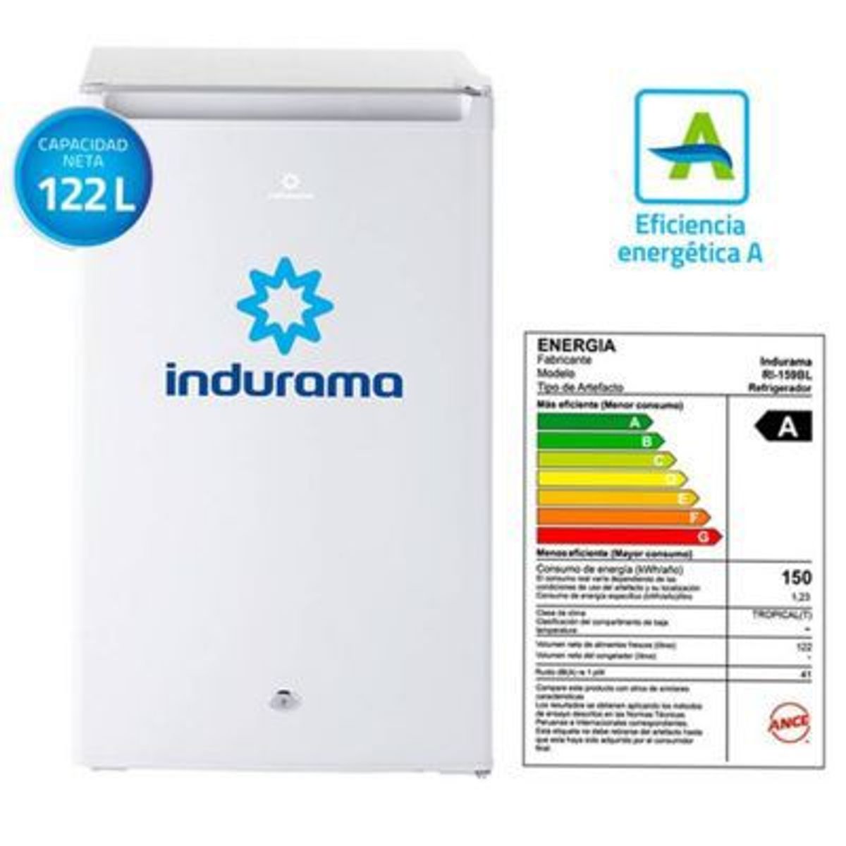 INDURAMA - Frigobar Indurama 122 Litros RI-159BL Blanco