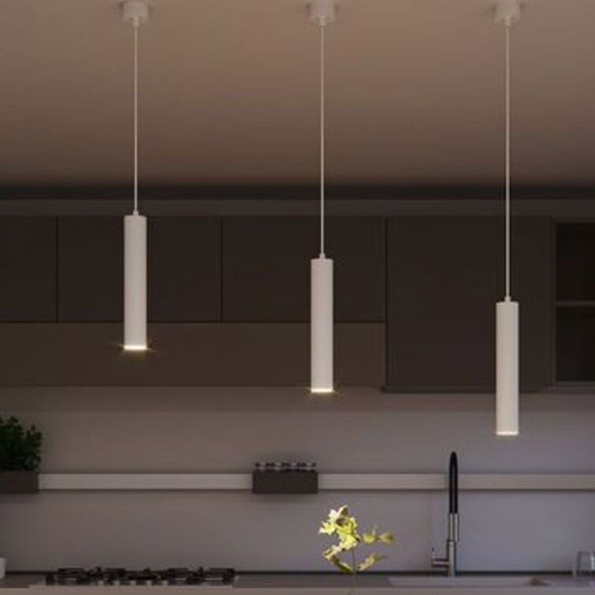 GENERICO - Spot Colgante Slim Para Gu10 De Aluminio 30Cm Alto Color Blanco Baita