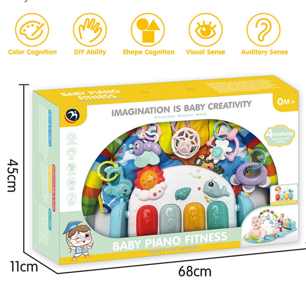 GENERICO - GIMNASIO PARA BEBE CON PIANO PARA PATEAR 3 EN 1