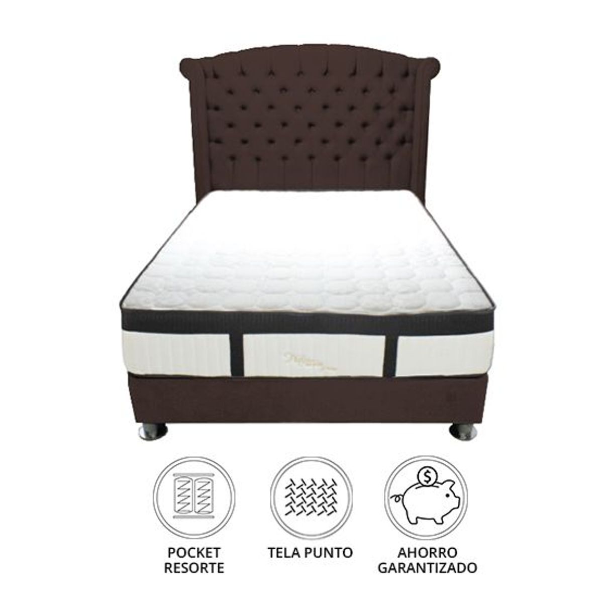 BARAKA HOME - Dormitorio Platinium Con Almohada y Cojin Queen - Chocolate