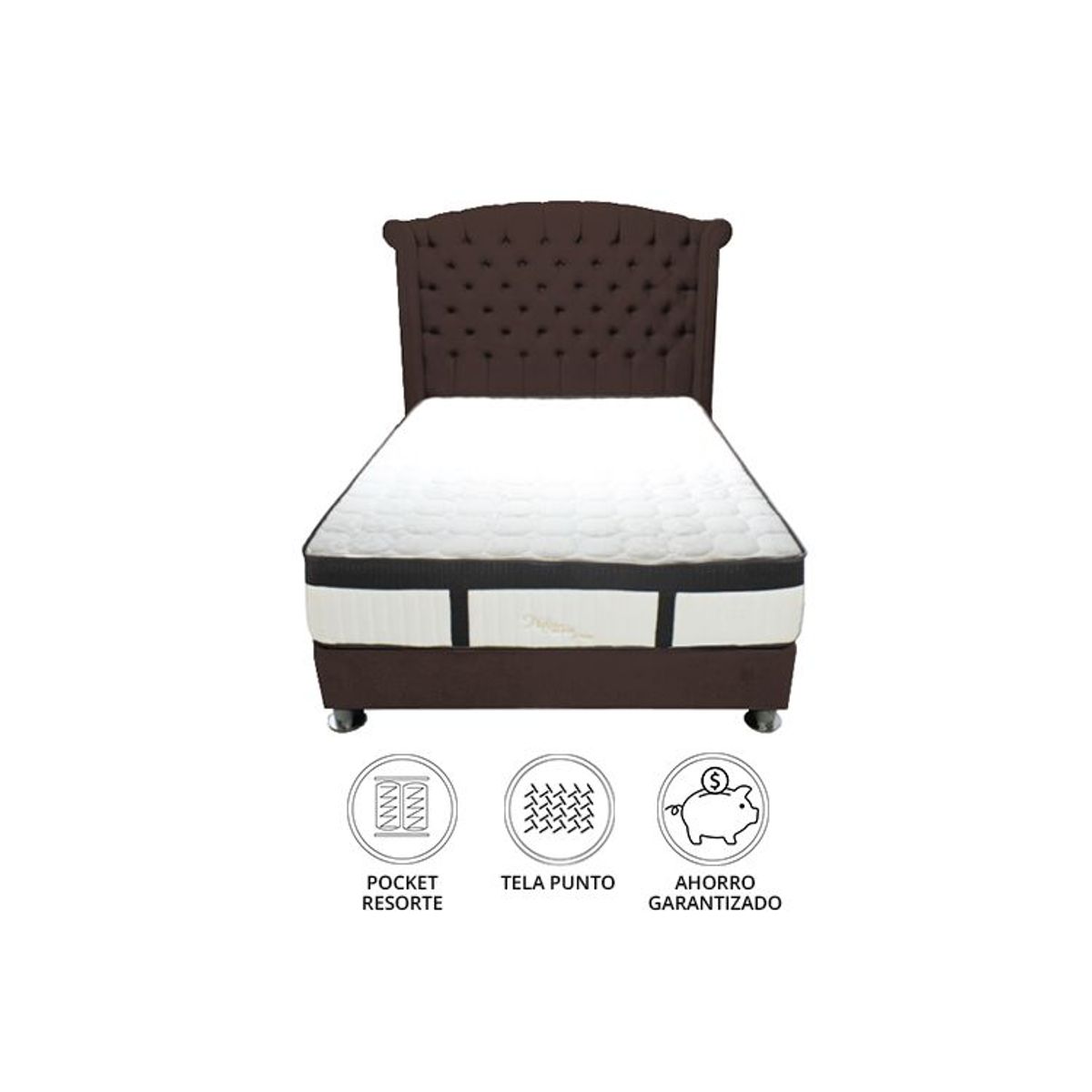 BARAKA HOME - Dormitorio Platinium Con Almohada y Cojin Queen - Chocolate