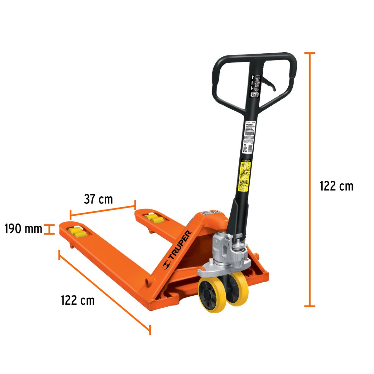 TRUPER - Patín traspaleta 2.5 ton con ruedas de poliuretano COD 15082 Truper