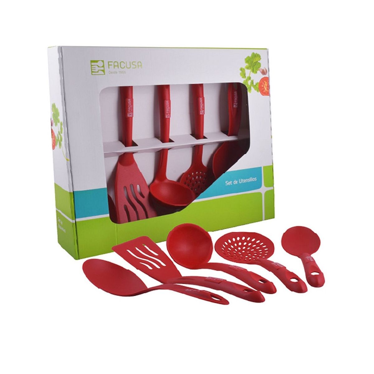 FACUSA - Set de Utensilios Facusa Nylon x5 Piezas -Rojo