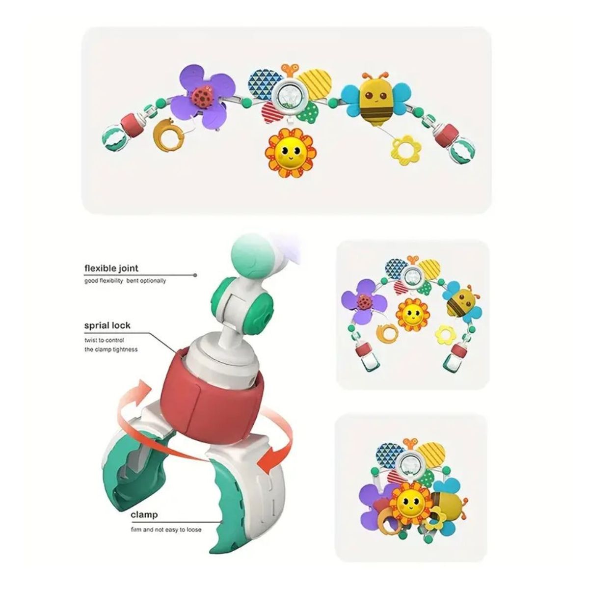 GENERICO - Arco sonajero con sonidos y texturas multiusos para bebe mod2