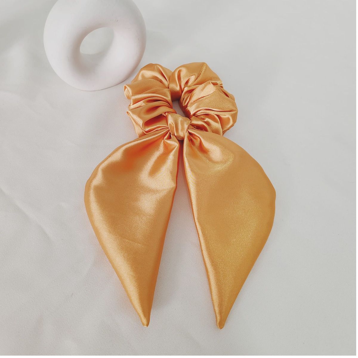 GENERICO - Scrunchie lazo de Satín - No daña el cabello - Color Mostaza
