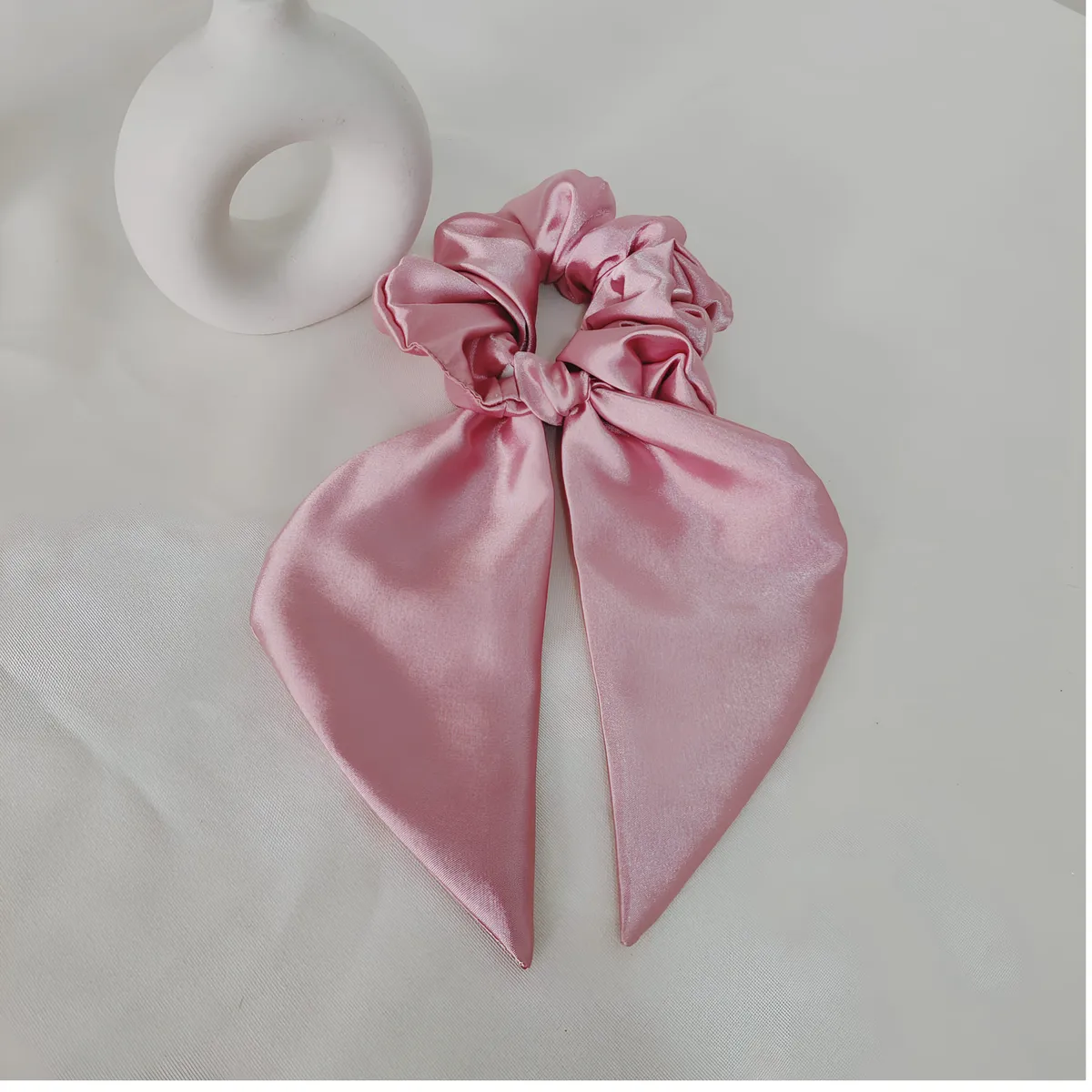 GENERICO - Scrunchie lazo de Satín - No daña el cabello - Palo Rosa