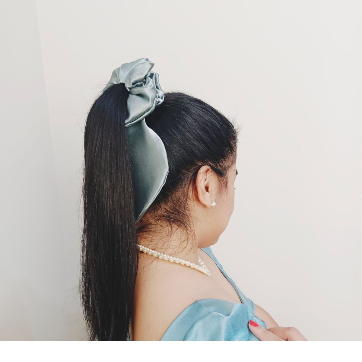 GENERICO - Scrunchie lazo de Satín - No daña el cabello - Verde Botella