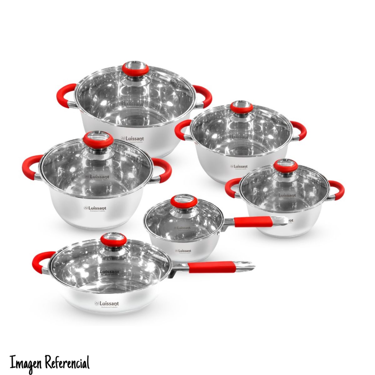 LUISSANT - Juego de Ollas Luissant de acero Inox 12 Piezas-LU-1206R-IN