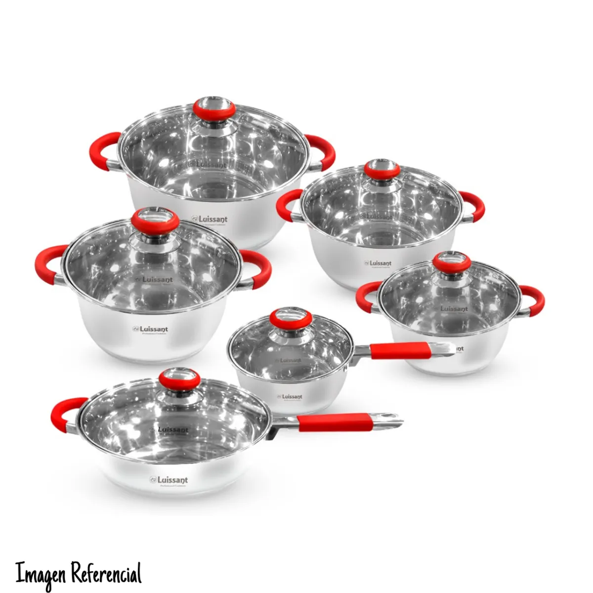 GENERICO - Juego de Ollas Luissant de acero Inox 12 Piezas-LU-1206R-IN