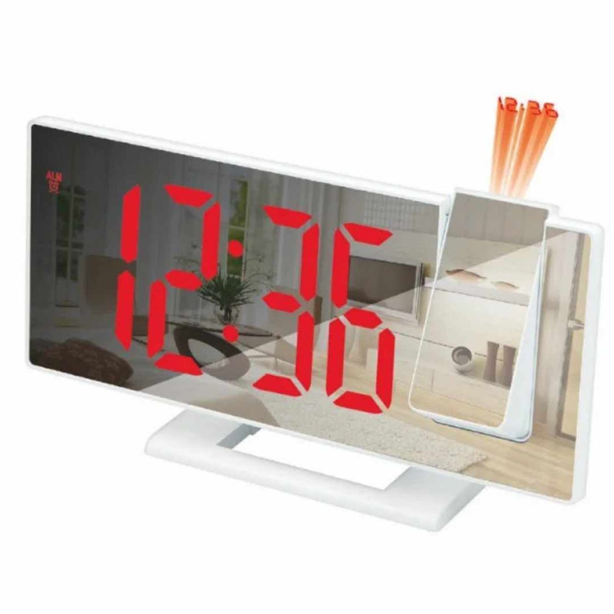 GENERICO - Reloj Digital Despertador con Proyector LED Temperatura Alarma Blanco