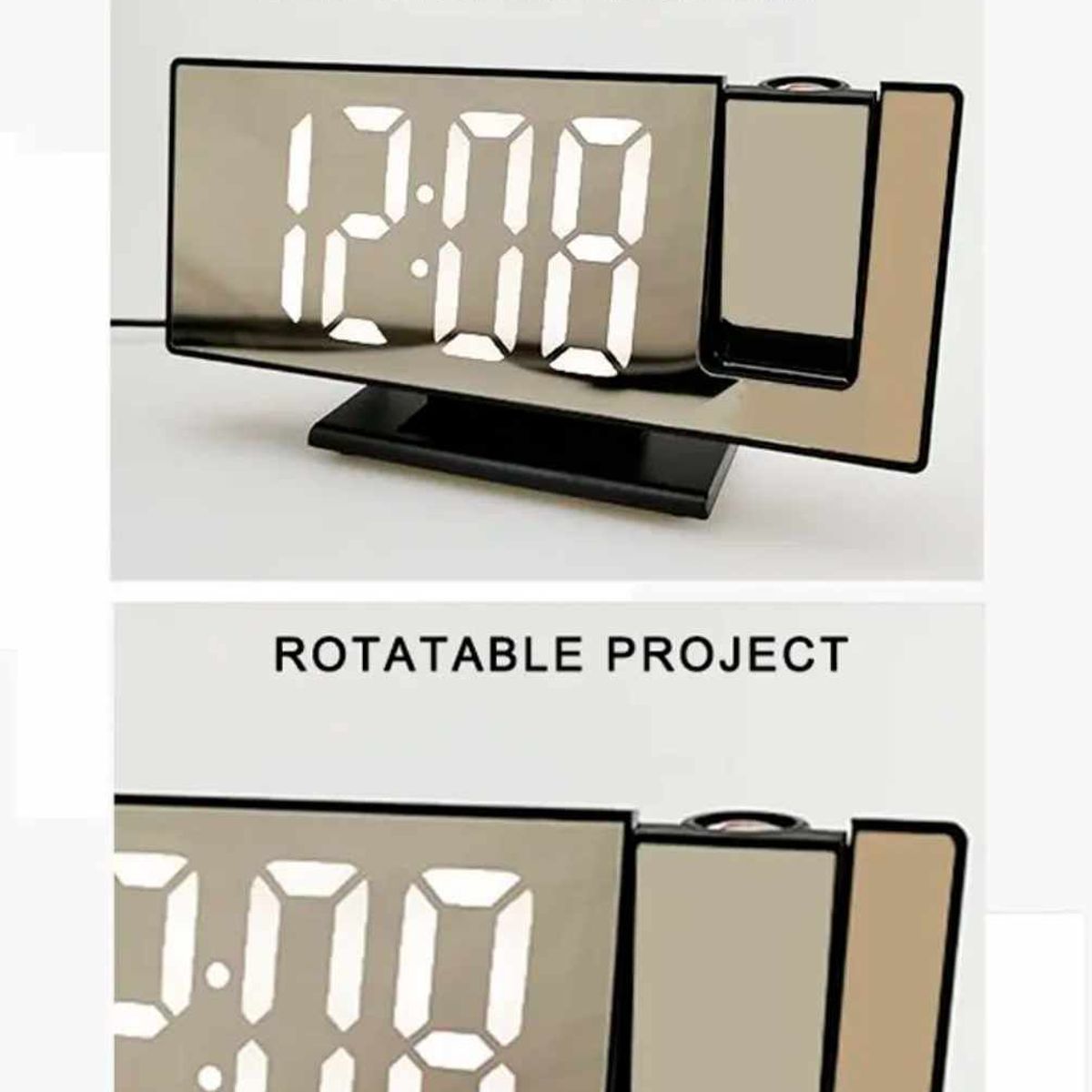GENERICO - Reloj Digital Despertador con Proyector LED Temperatura Alarma Blanco