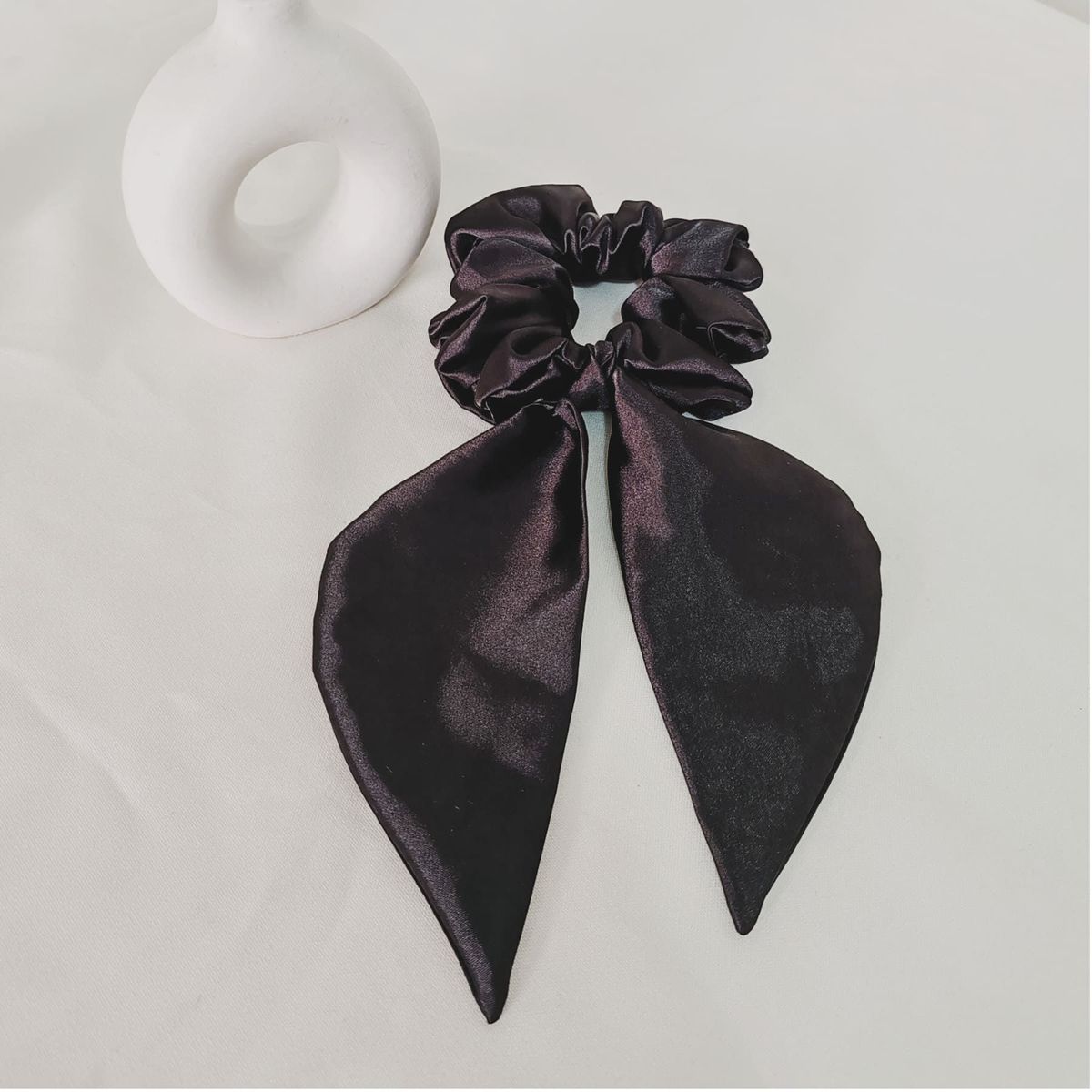 GENERICO - Scrunchie lazo de Satín - No daña el cabello - Negro