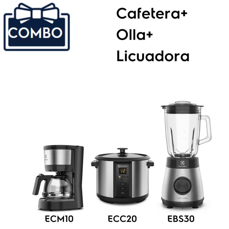 ELECTROLUX - Combo: Cafetera (ECM10) + Olla (ECC20)  + Licuadora (EBS30) Electrolux