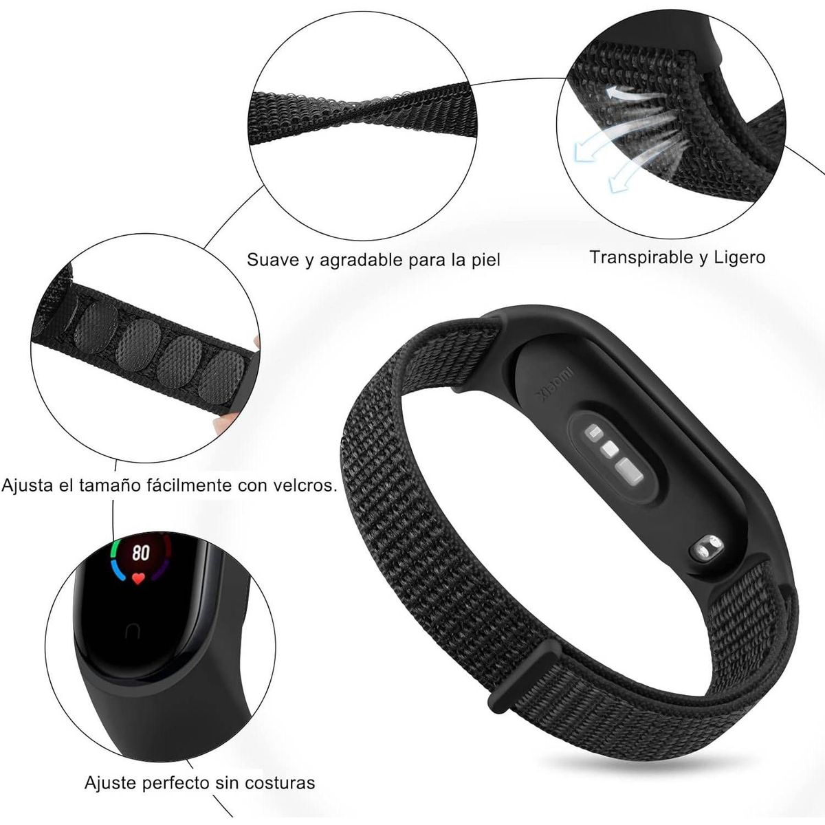 GENERICO - Correa Nylon Xiaomi Smart Band 7 - Verde Militar