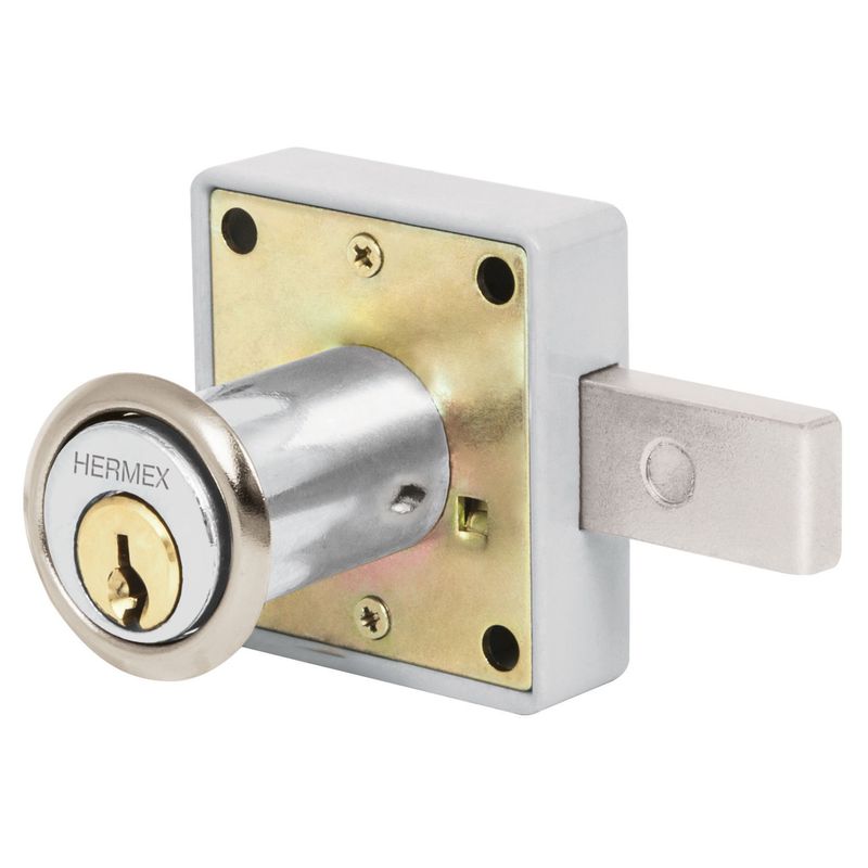 HERMEX - Chapa cerradura para mueble modelo 25 Cromo Hermex