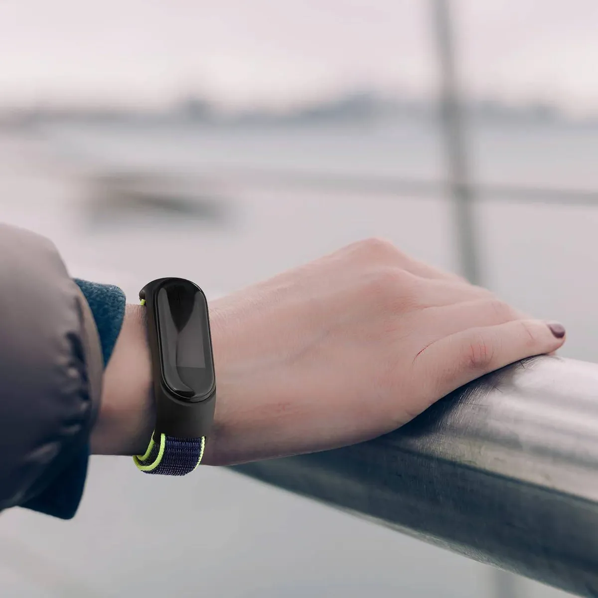 GENERICO - Correa Nylon Xiaomi Smart Band 7 - Azul con borde Verde