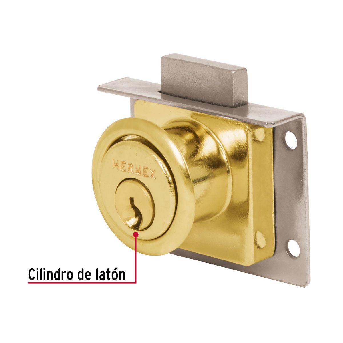 HERMEX - Chapa cerradura para mueble modelo 24 laton Hermex