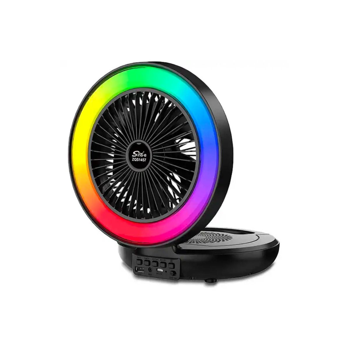 GENERICO - Ventilador Parlante de Escritorio con Luz RGB 3 en 1