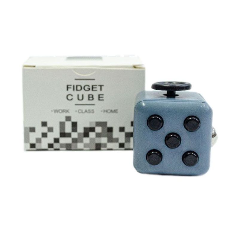 GENERICO - Cubo Relajante Antiestres Gris con Botones Negro FIDGET CUBE