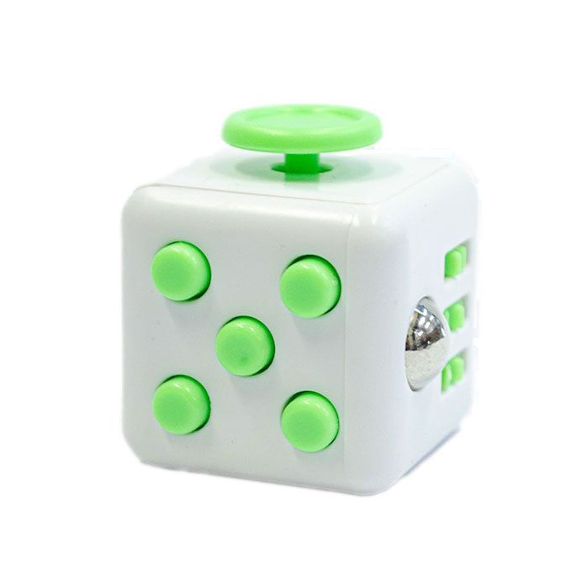 GENERICO - Cubo Relajante Antiestres Blanco y Botones Verde FIDGET CUBE