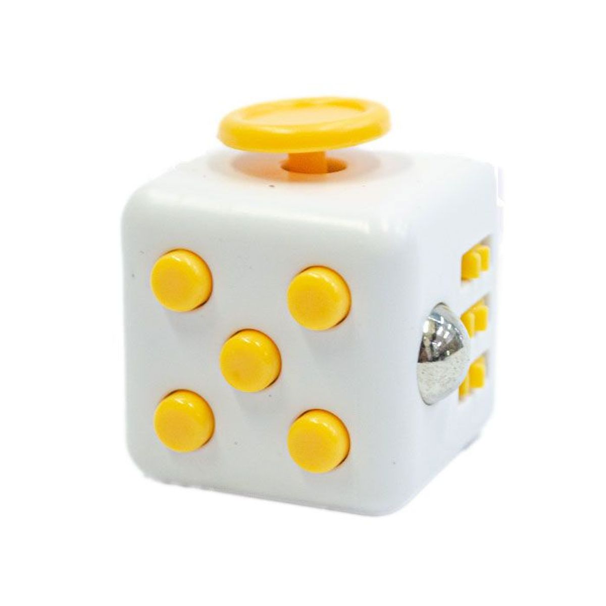GENERICO - Cubo Relajante Blanco con Botones Amarillo FIDGET CUBE