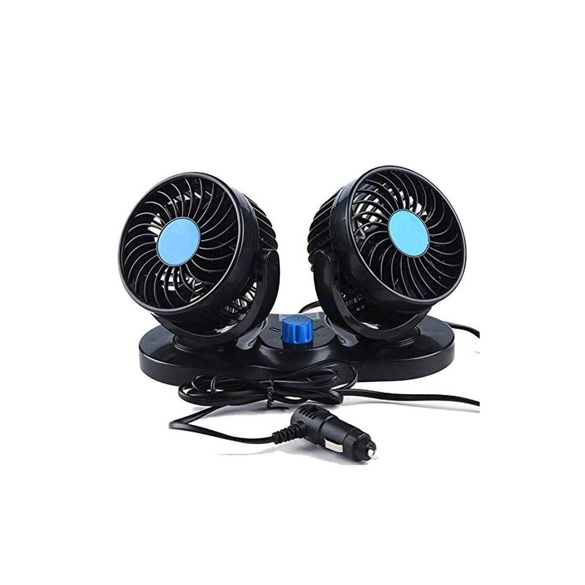 GENERICO - Ventilador Doble Cabezal 360 para Auto Portátil 12v