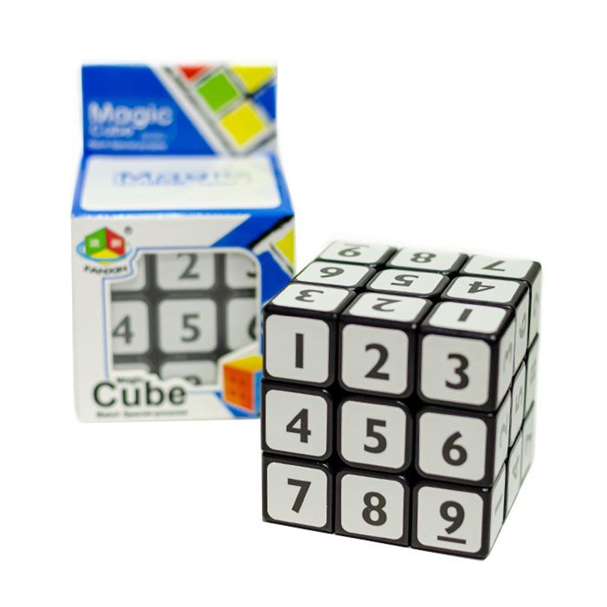 FANXIN - cubo 3x3 Números Fondo Negro Con Stickers Multicolor FANXIN
