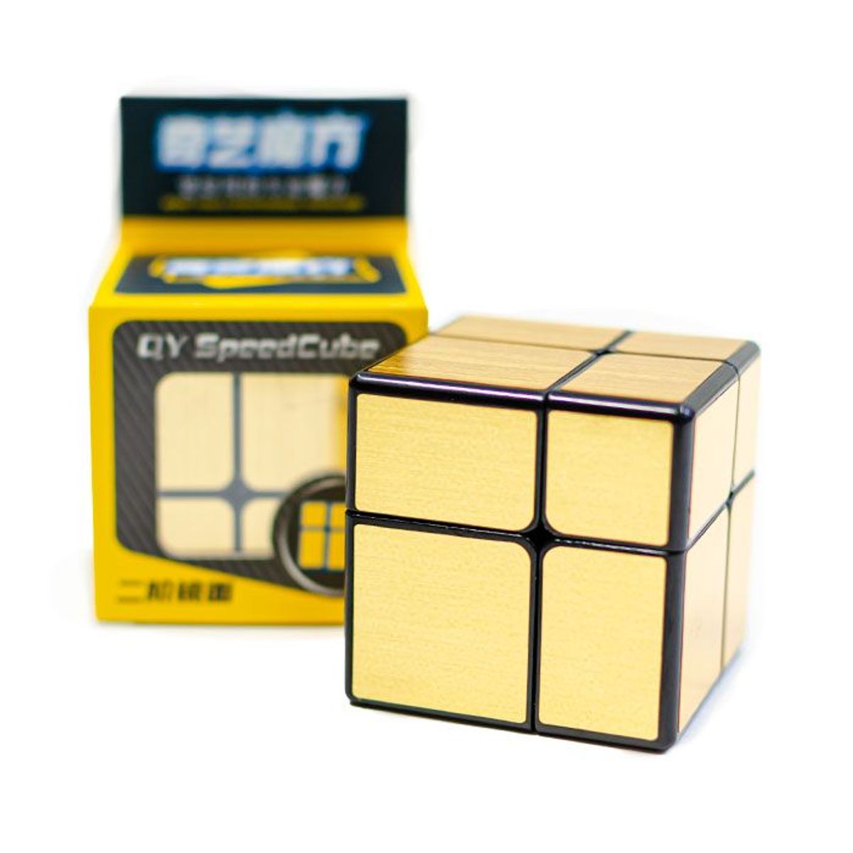 QIYI - cubo Mirror 2x2 Fondo Negro Con Stickers Dorados QIYI