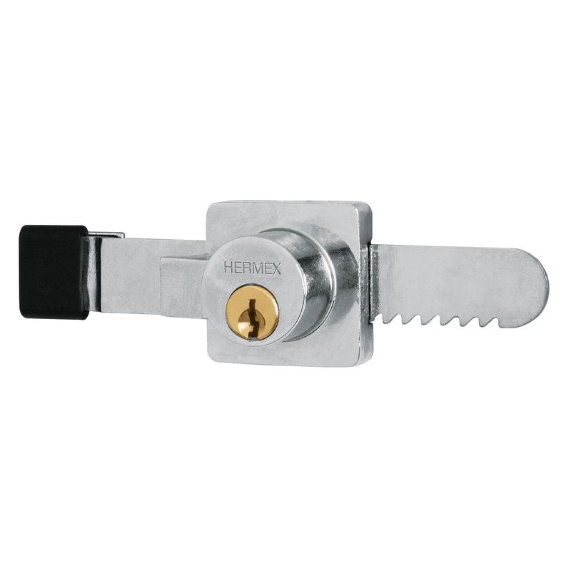 HERMEX - Chapa cerradura para vitrina tipo serrucho Hermex