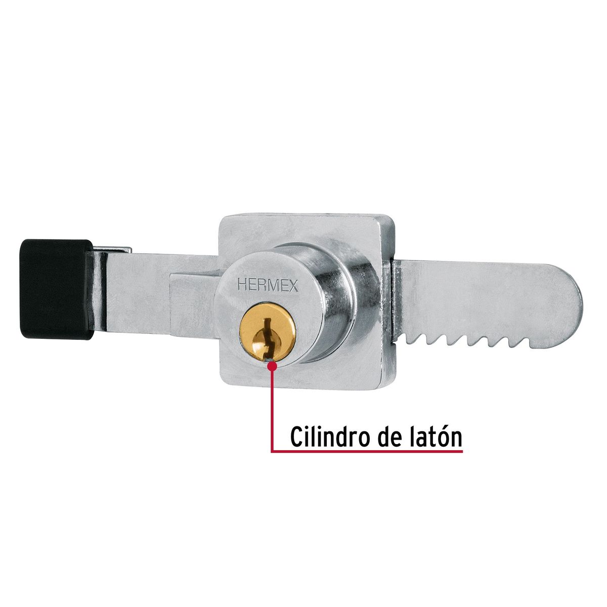 HERMEX - Chapa cerradura para vitrina tipo serrucho Hermex