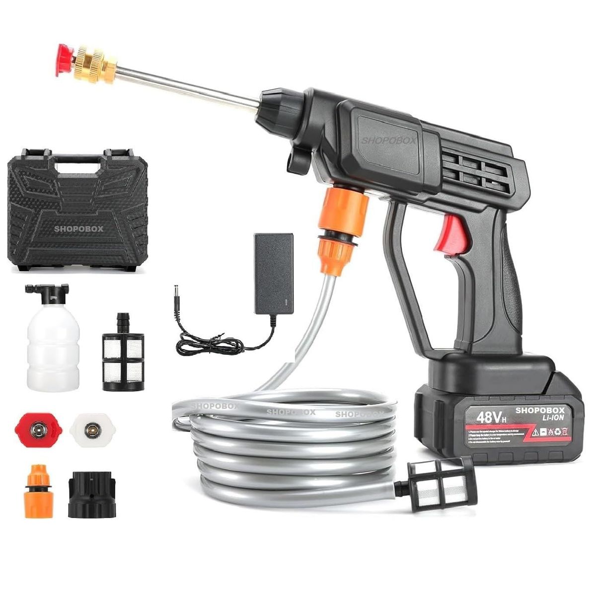 GENERICO - HIDROLAVADORA PORTATIL DE ALTA PRESION PARA  AUTO 48 V