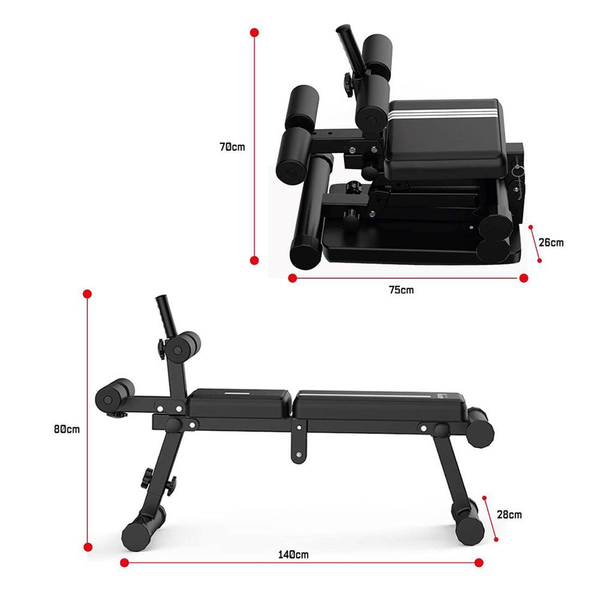 REAL FITNESS PERU - Banca Abdominal Plegable Negro Real Fitness Perú