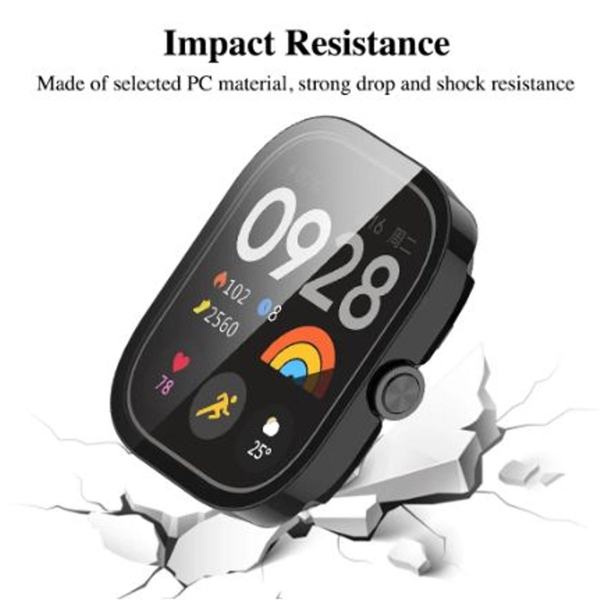 GENERICO - Bumper con Vidrio incorporado para Redmi Watch 4 - Negro