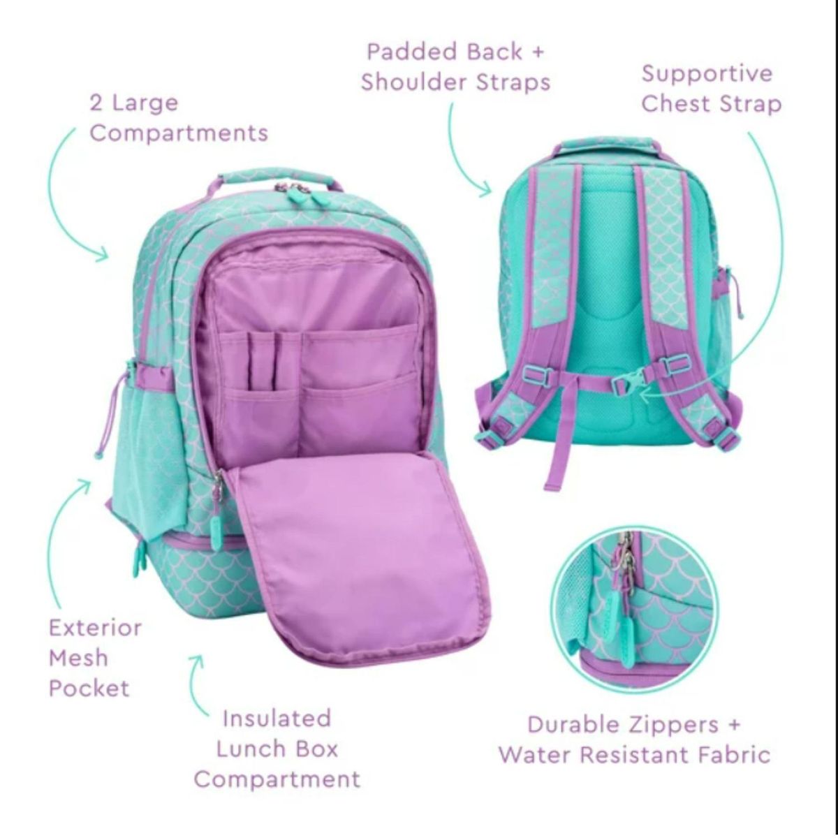 BENTGO - Mochila Bentgo Kids 2 en 1 - Sirenita