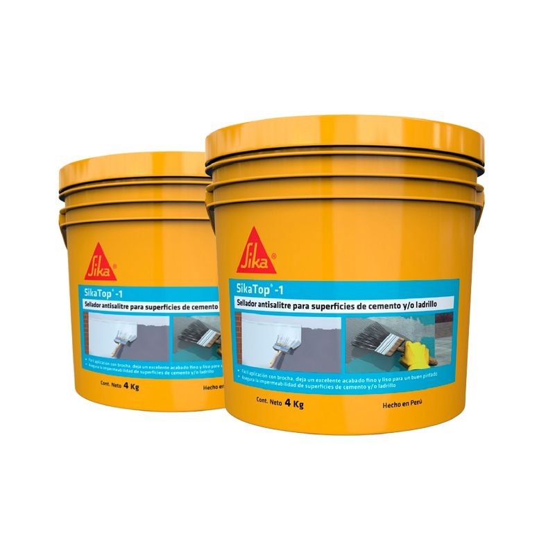 SIKA - Pack 2 Sellador impermeable antisalitre SikaTop-1 Gris 4Kg