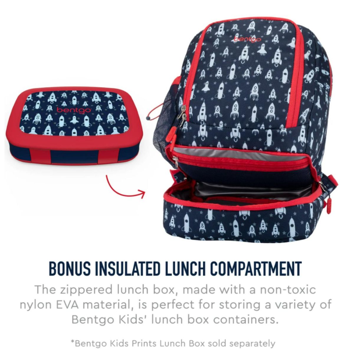 BENTGO - Mochila Bentgo Kids 2 en 1 - Cohetes