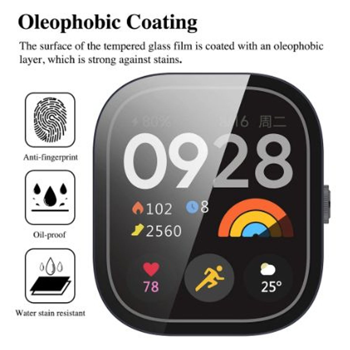 GENERICO - Bumper con Vidrio incorporado para Redmi Watch 4 - Transparente