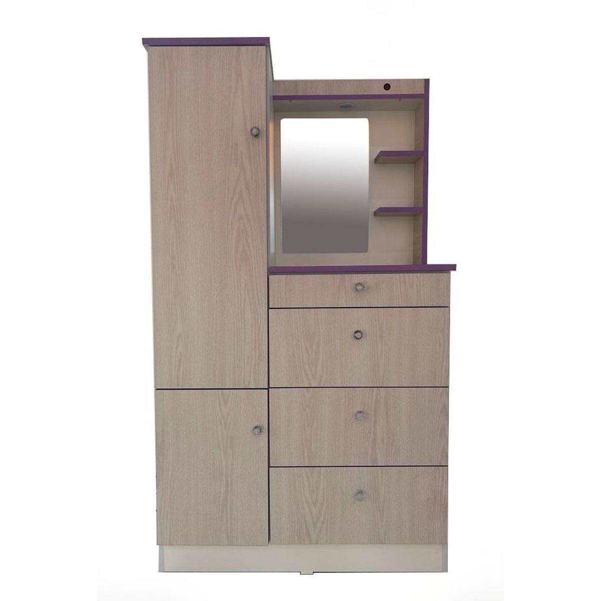 GENERICO - COMODA CON ESPEJO DE 90CM COLOR NEBLINA CON LILA