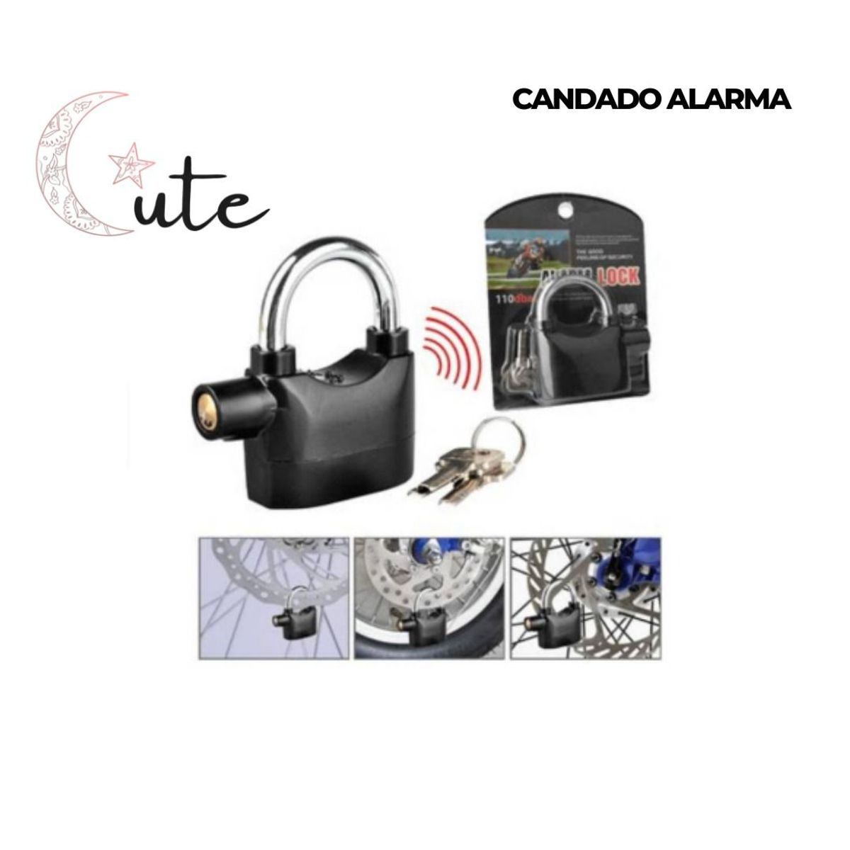 GENERICO - CANDADO ALARMA NEGRO