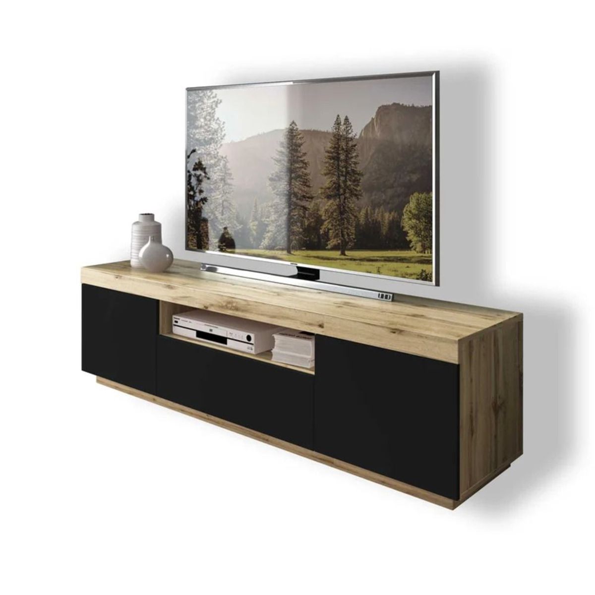 TU MESITA - Mesa de TV Moderna Liberia Negro 170cm TU MESITA