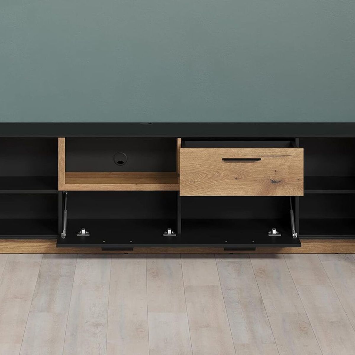 TU MESITA - Mesa de Tv Moderna Merlina color NegroMarrón TU MESITA