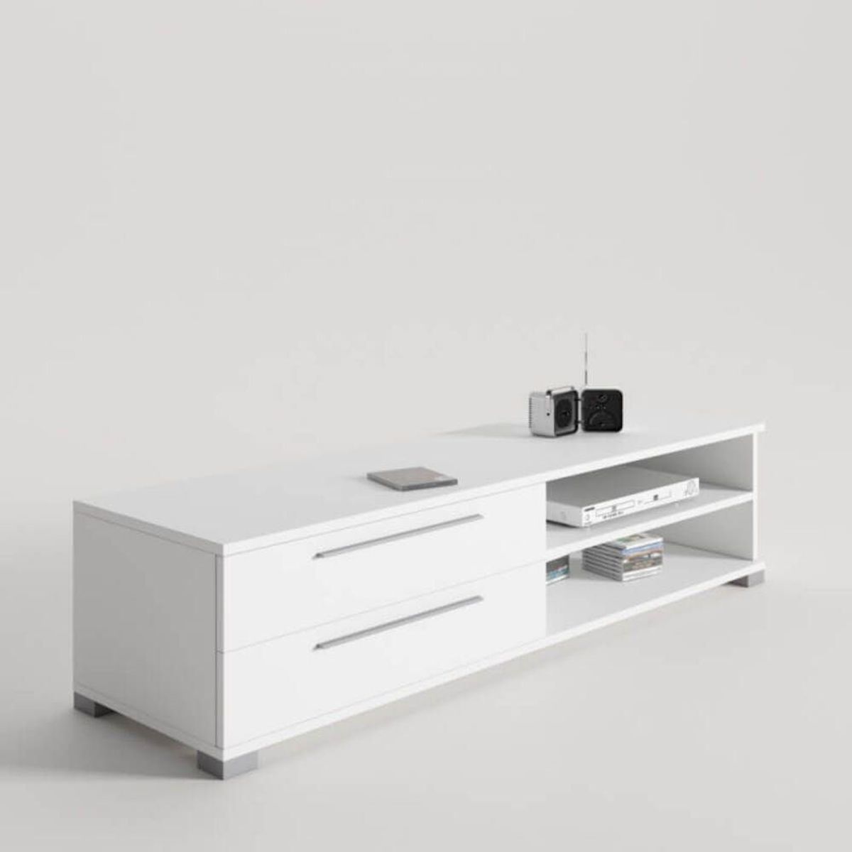 TU MESITA - Mueble para TV 2 cajones Greco color Blanco TU MESITA